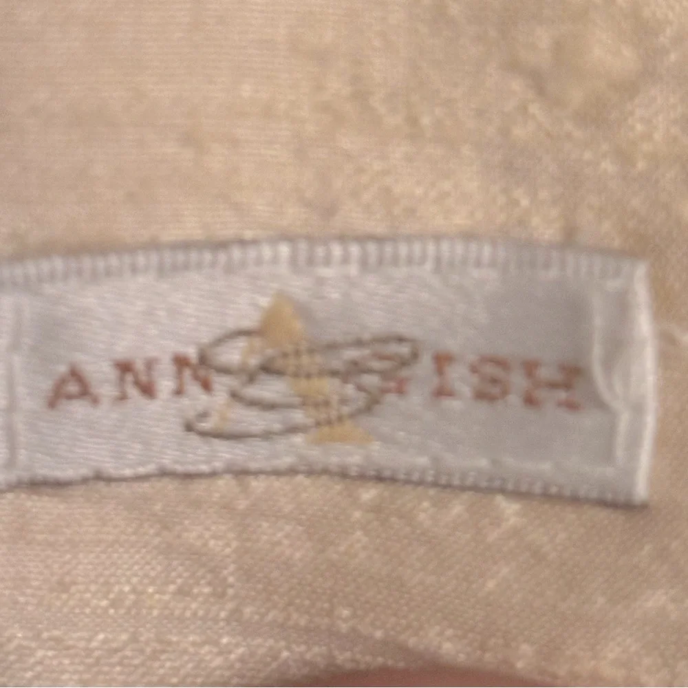 ANN GISH French Knot Charmeuse 100% Silk Throw Pillow Set Tan gold Luxury Square